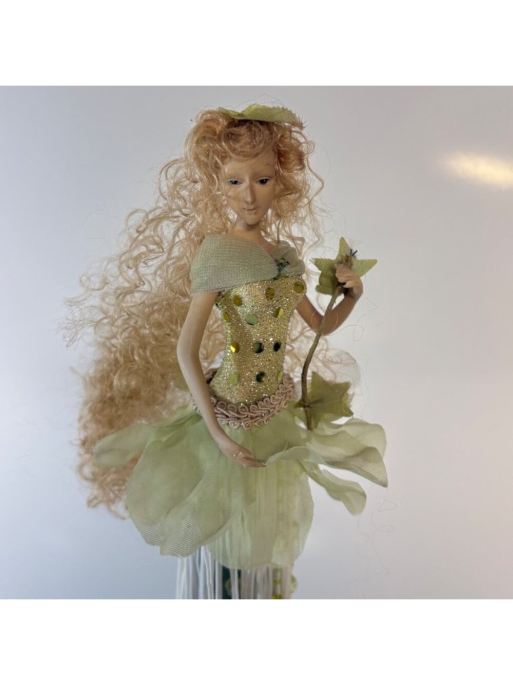 Green Fairy Tassel Figurine Beaded Accents Cathay Collection Zoe Vintage